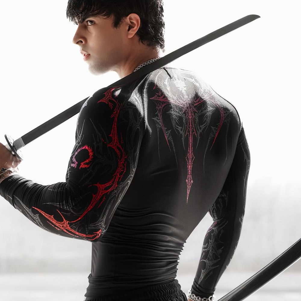 美式速干高弹紧身长袖撸铁训练t