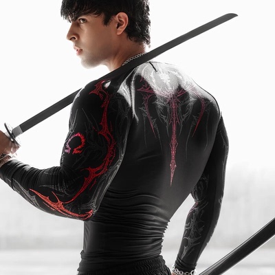 美式速干高弹紧身长袖撸铁训练t