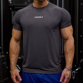 体能训练上衣 显肌肉潮流字母印花短袖 YOUNGLA美式 速干网眼t恤修身