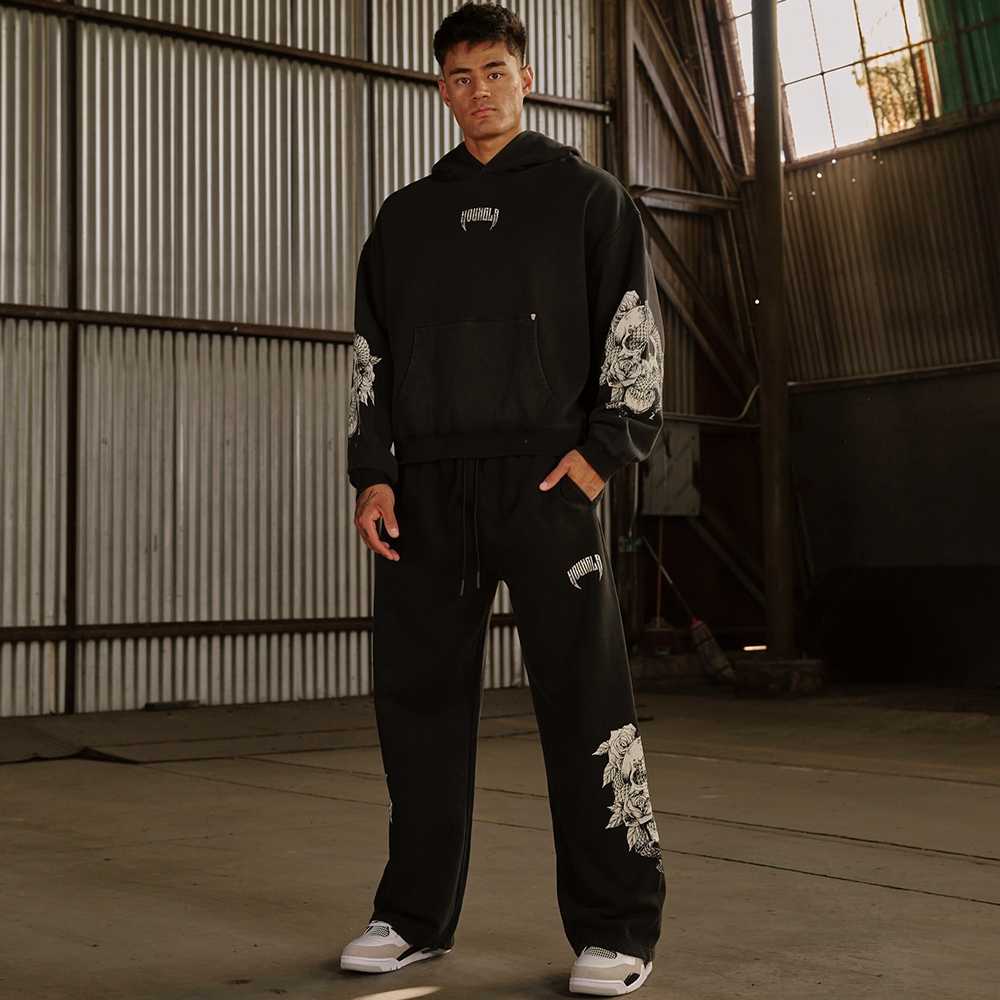 大骷髅印花280g棉男女情侣款套装