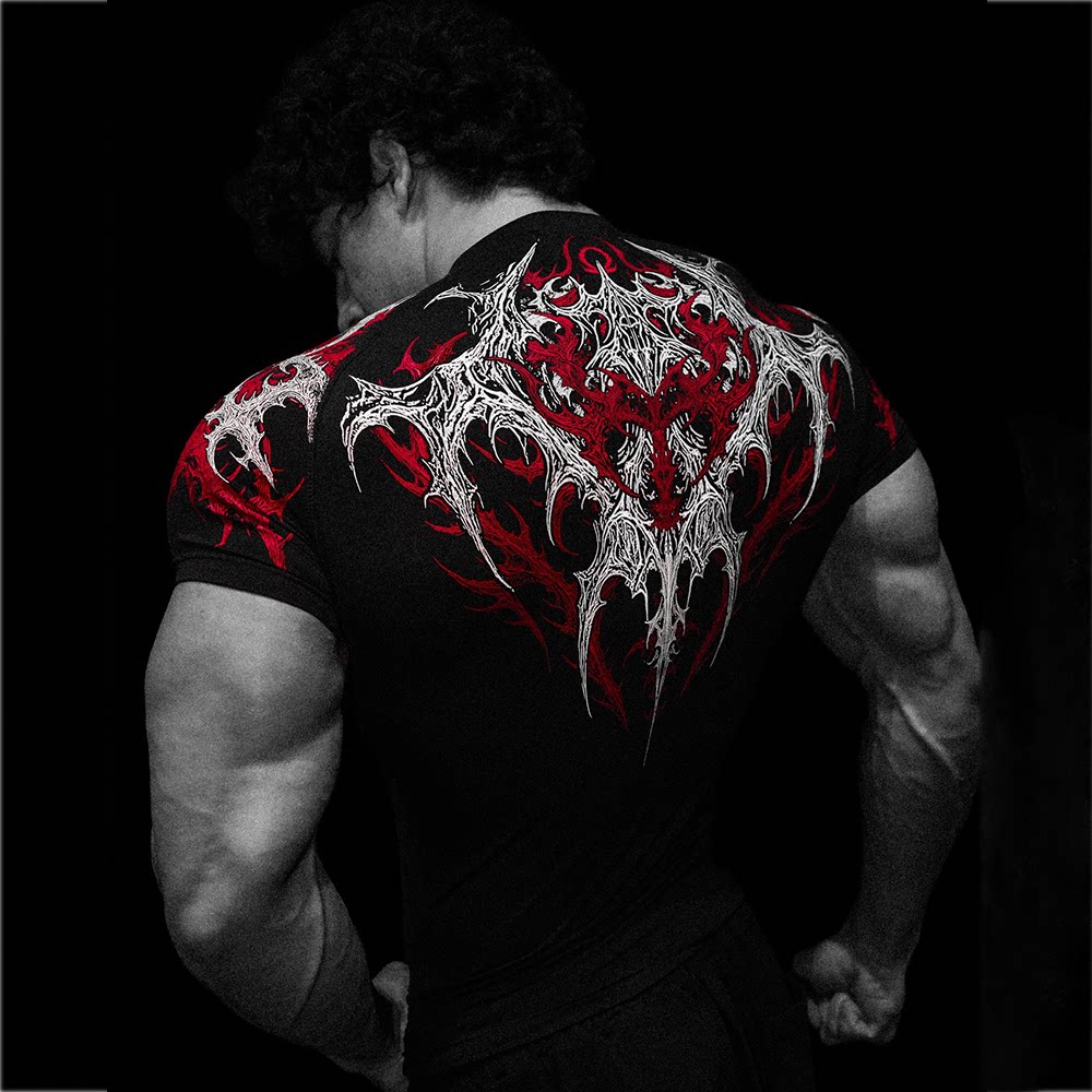 Breathedivinity速干高弹男短袖美式时尚潮流印花紧身t恤运动上衣