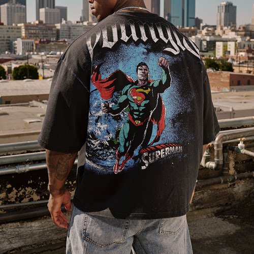 SUPERMAN纯棉大码宽松运动男t恤