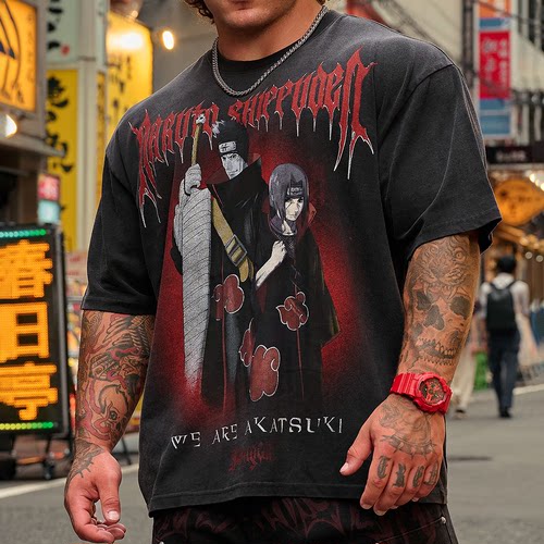 美式宽松大码NARUTO全棉健身t恤