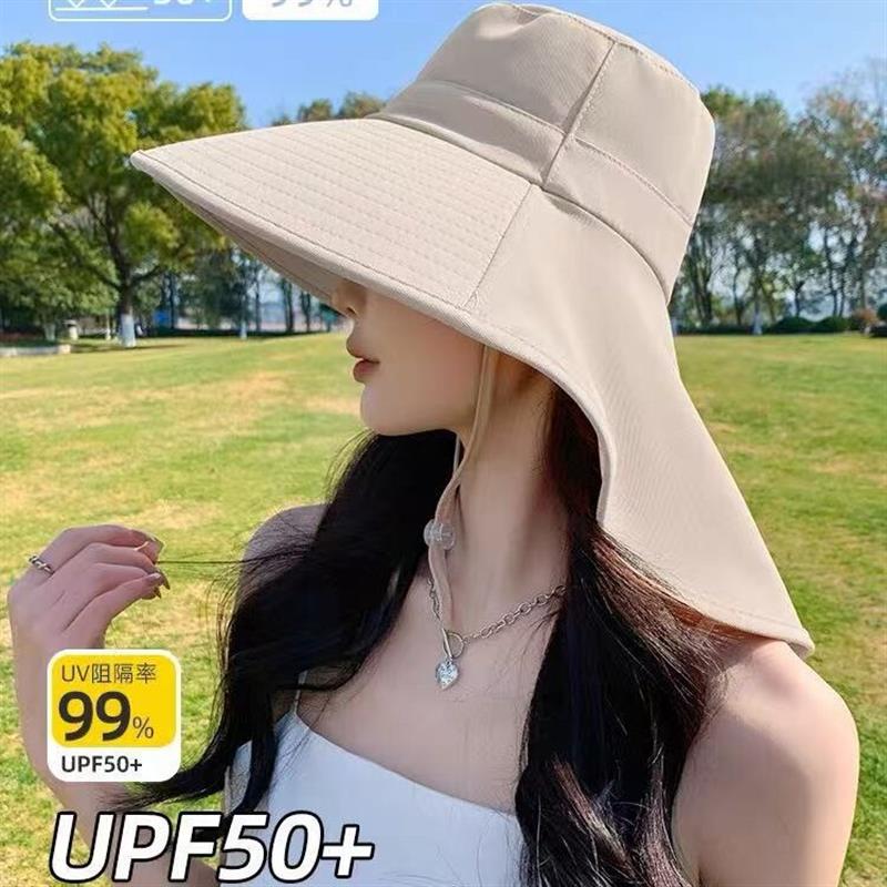 跨境新款夏季披肩防晒帽大帽檐防紫外线户外遮阳帽太阳帽子女