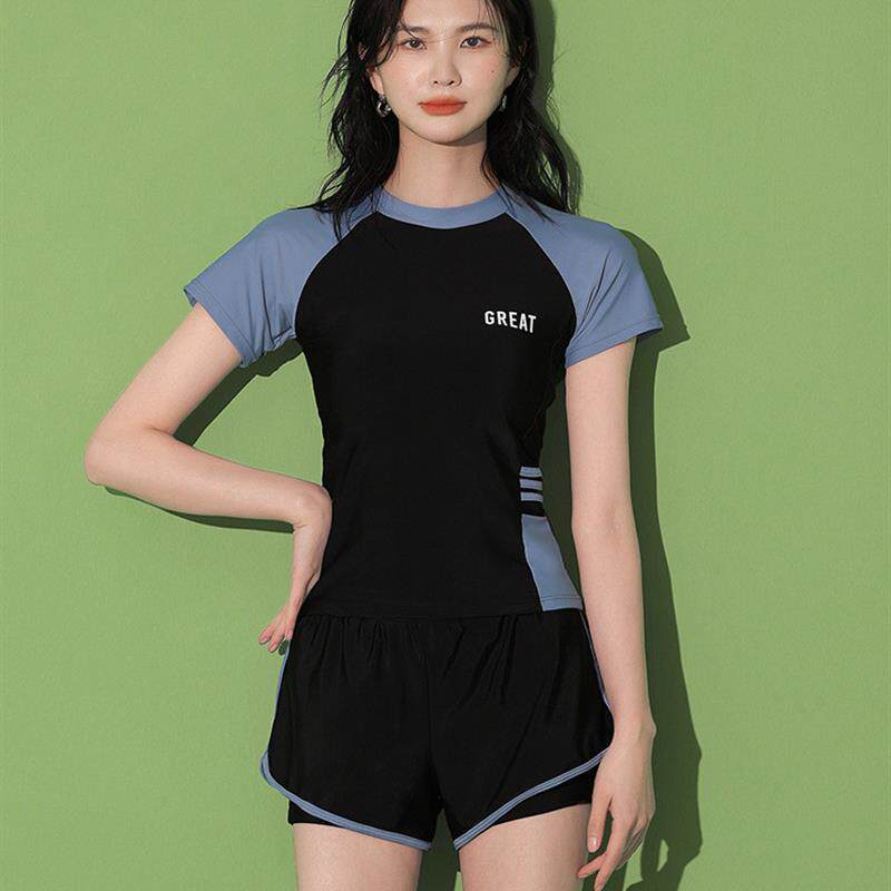 【热销爆款】游泳衣女分体大码胖mm保守学生高级感温泉平角裤泳装