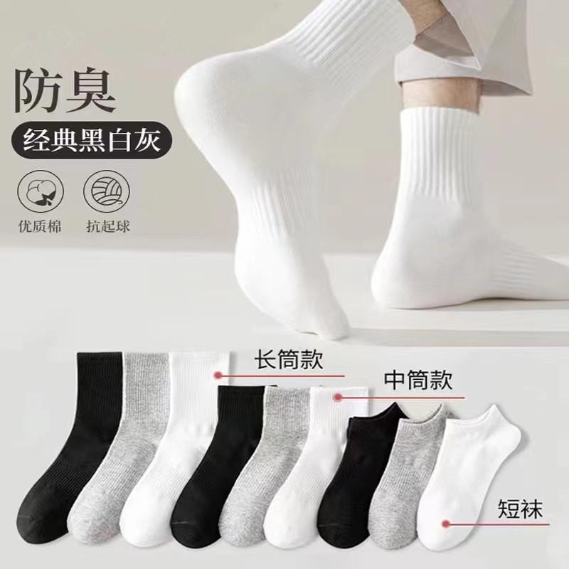男士运动薄款棉中筒袜