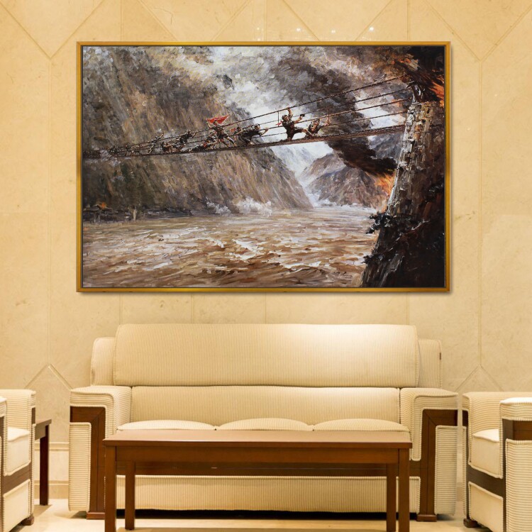 飞夺泸定桥红军长征革命抗日战争油画办公室装饰画展厅会议室壁画