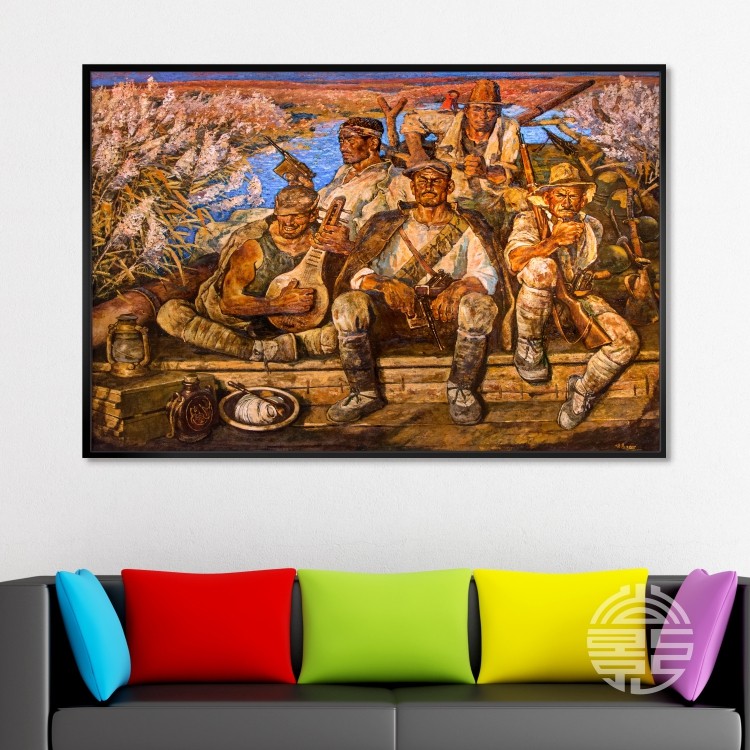 游击队之歌革命战争油画办公室装饰画展厅会议室壁画走廊墙画W203