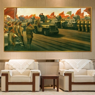 西苑机场阅兵长征革命抗日战争油画办公室装饰画展厅会议室壁画