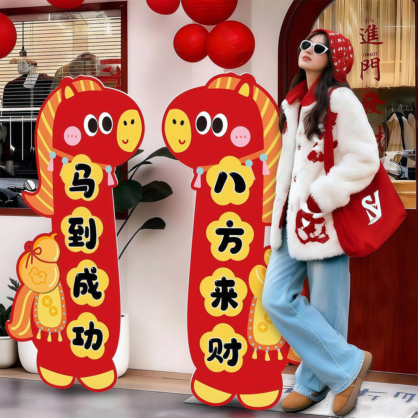 2026幼儿园新年装饰场景氛围布置卡通迎宾牌店铺门口创意立牌KT板,节庆用品/礼品,节日装扮用品,淘宝优惠券,粉丝福利购,淘宝优惠卷