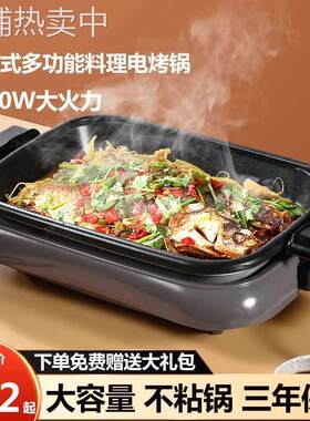 纸包鱼锅多功能纸上烤鱼炉商用电烤鱼盘家用涮火锅不粘烤肉锅