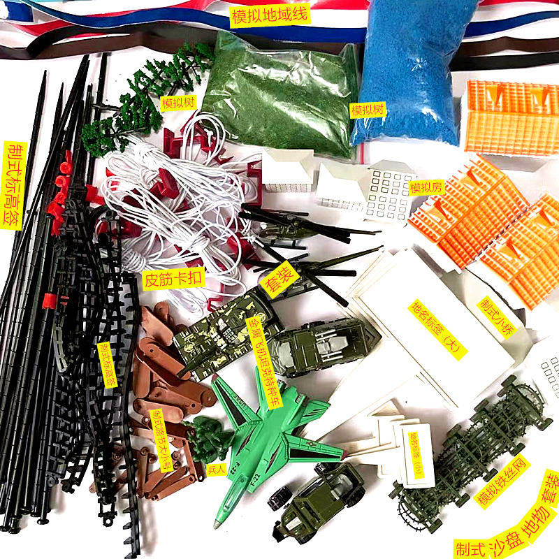 战术沙盘地物套装制式路条铁路条地域线两层房竹签大小号地名标牌指北