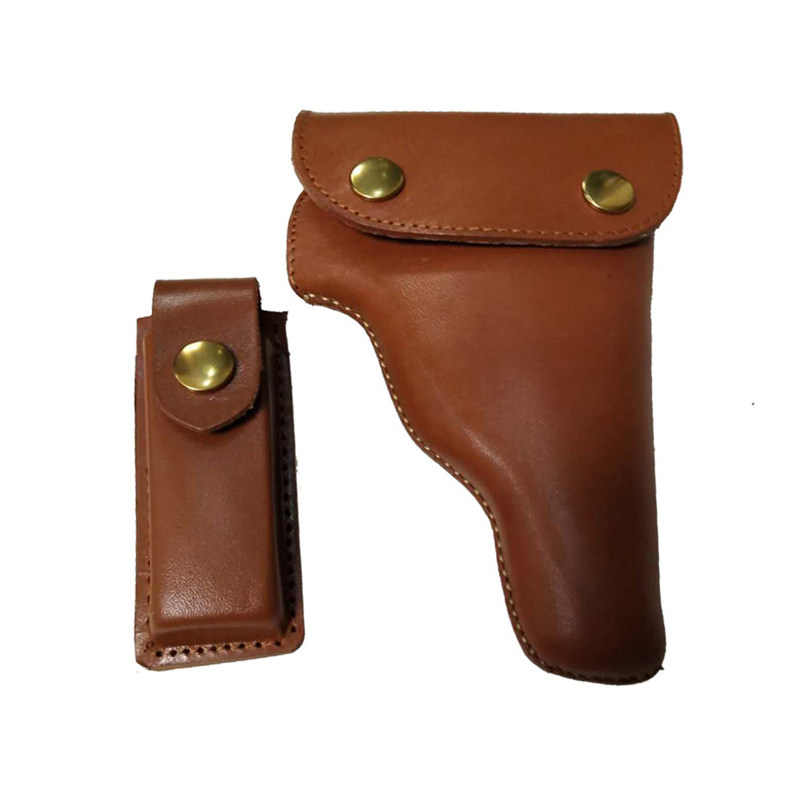 战凯64式黄牛皮腰部手枪包通用77式子弹套牛皮手枪套