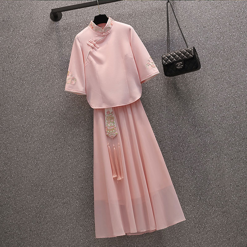 夏季汉服中国风唐装改良版旗袍上衣套装女民国复古学生仙气小洋装