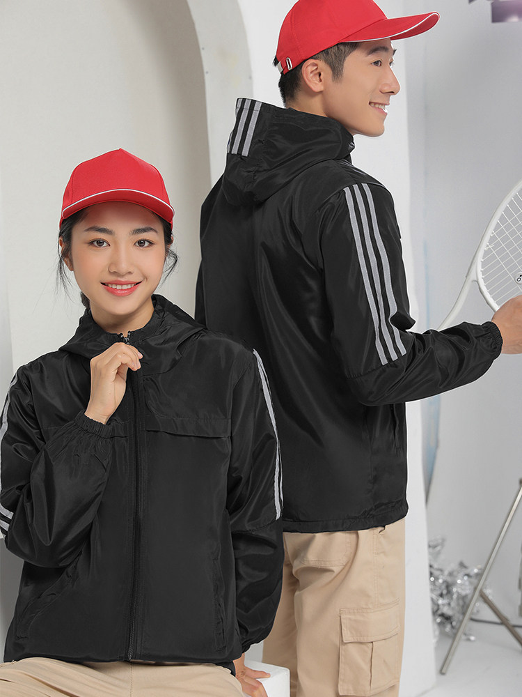 AUTUMN AND WINTER REFLECTIVE STRIP WINDBREAKER ZIPPER JACKET CUSTOM OVERALLS WINDPROOF AND WATERPROOF JACKET OVERALLS UNIFORMS PRINTED LOGO
