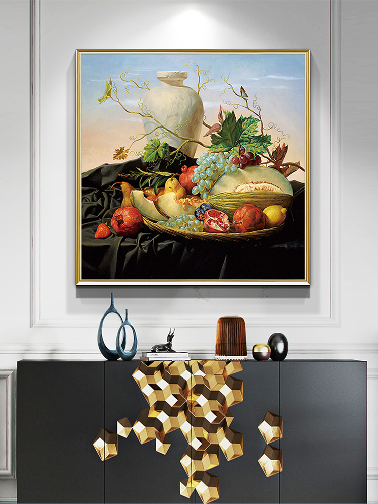现代餐厅装饰画美式玄关餐厅壁画欧式简约晶瓷挂画高端客厅水果画图片
