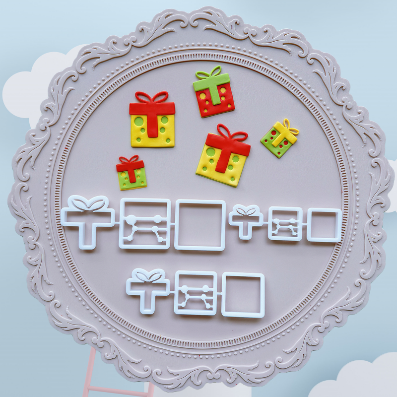 圣诞大礼包蝴蝶结礼品盒翻糖切模