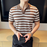 夏季男士PLO衫针织衫V领时尚设计拼色上衣男短袖1235-P55，男装Polo衫，星座1606