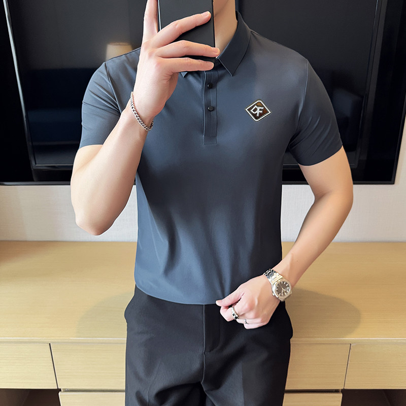 夏季男士PLO衫冰丝无痕刺绣高弹力上衣男短袖2202-P58,男装Polo衫,星座1606