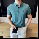 夏季男士PLO衫冰丝无痕刺绣高弹力上衣男短袖2201-P58，男装Polo衫，星座1606