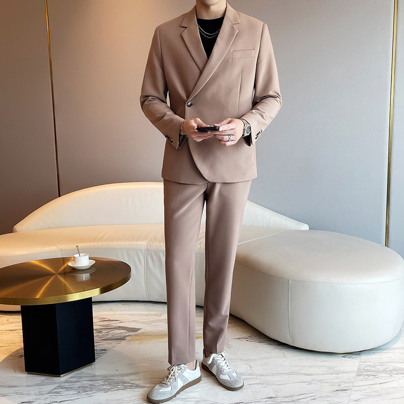 宽松休闲垂感男士西服两件套1606 -1606- P205图片