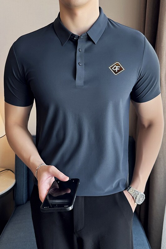 夏季男士PLO衫冰丝无痕刺绣高弹力上衣男短袖2202-P58,男装Polo衫,星座1606
