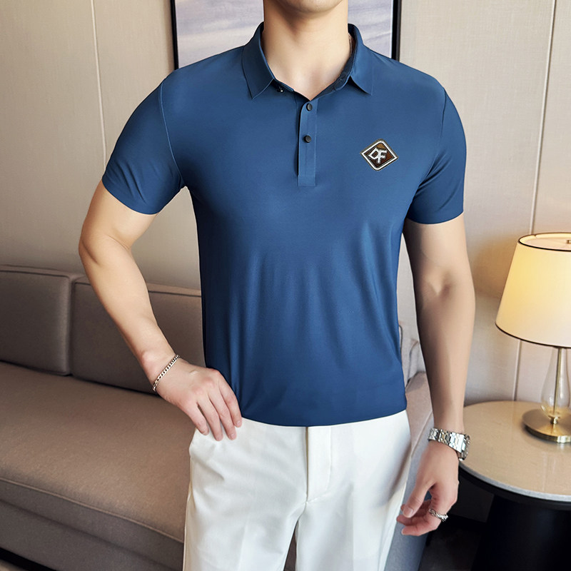 夏季男士PLO衫冰丝无痕刺绣高弹力上衣男短袖2202-P58,男装Polo衫,星座1606