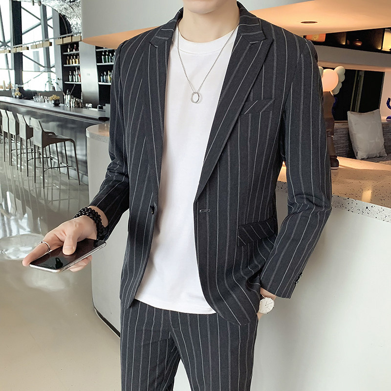 2024秋冬新款男士西服韩版修身条纹西装1606-8033-P205,男装西服套装,星座1606