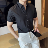 高级无痕衬衫商务修身短袖翻领衬衣男2811-P62，男装衬衫，星座1606