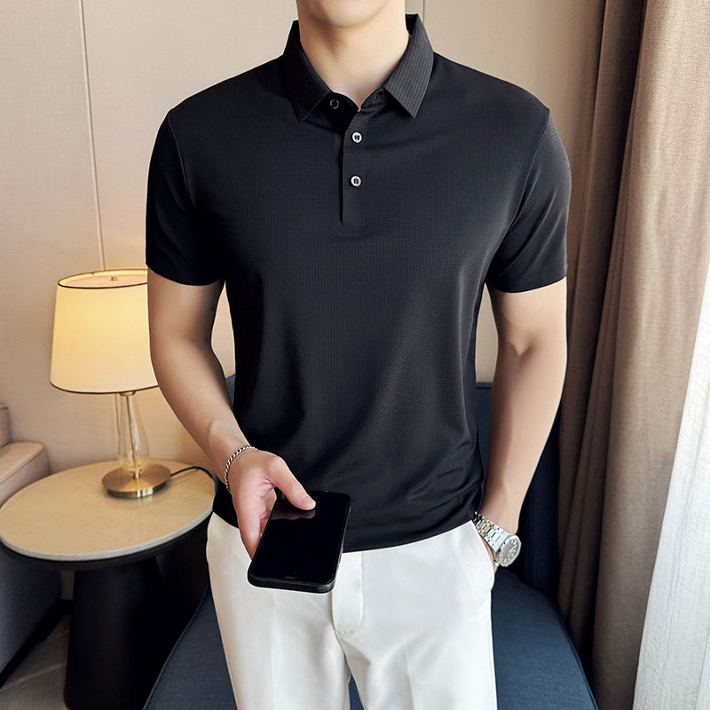 柏林格冰丝无痕高弹薄款PLO衫上衣男短袖8821-P58,男装Polo衫,星座1606