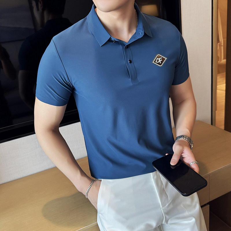 夏季男士PLO衫冰丝无痕刺绣高弹力上衣男短袖2202-P58,男装Polo衫,星座1606