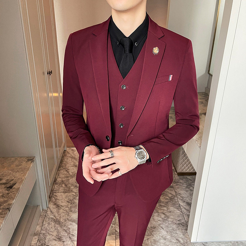 2024秋冬款韩版修身潮流西装三件套1606-999-P220,男装西服套装,星座1606