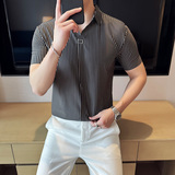 夏季薄款男士PLO衫冰丝无痕条纹上衣PL02-P65，男装Polo衫，星座1606
