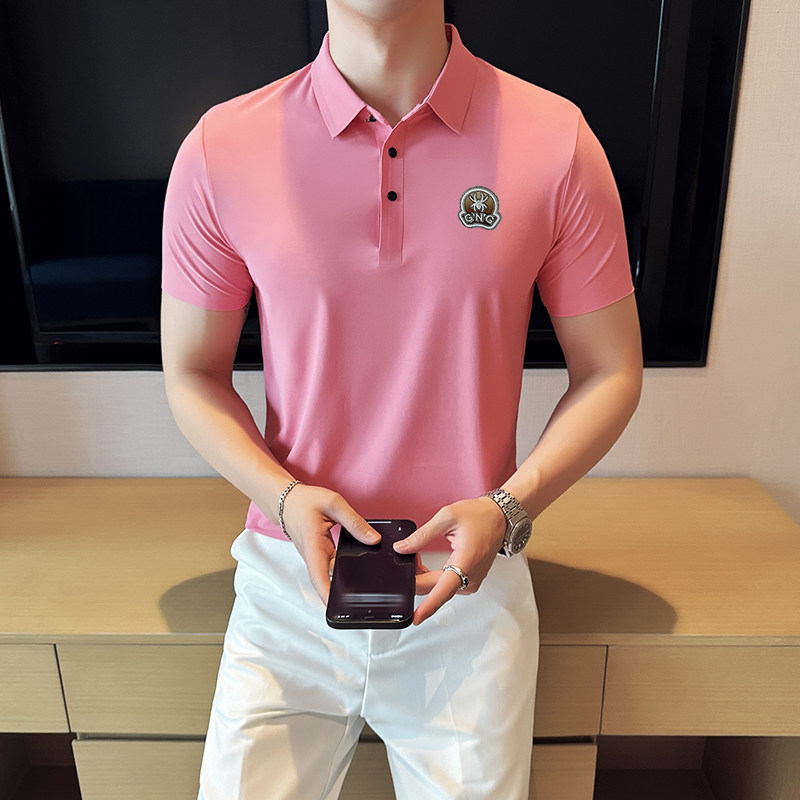 夏季男士PLO衫冰丝无痕刺绣高弹力上衣男短袖2203-P58,男装Polo衫,星座1606