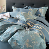 高级感全棉刺绣四件套纯棉被套牀单牀笠款 亲肤透气裸睡牀上用品4