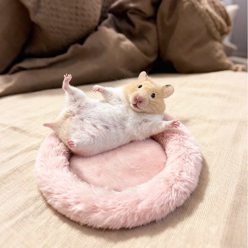 仓鼠窝棉垫兔绒小宠圆形睡觉垫子舒适柔软过秋冬金丝熊棉窝保暖垫