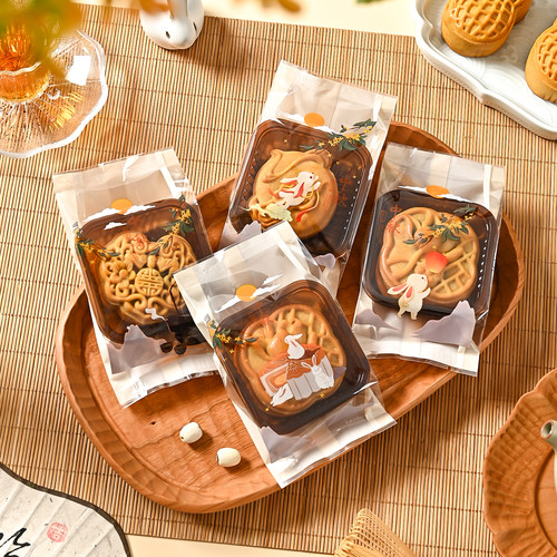 2026月饼包装袋50克自封带托冰皮流心75g100g蛋黄酥机封单独袋子