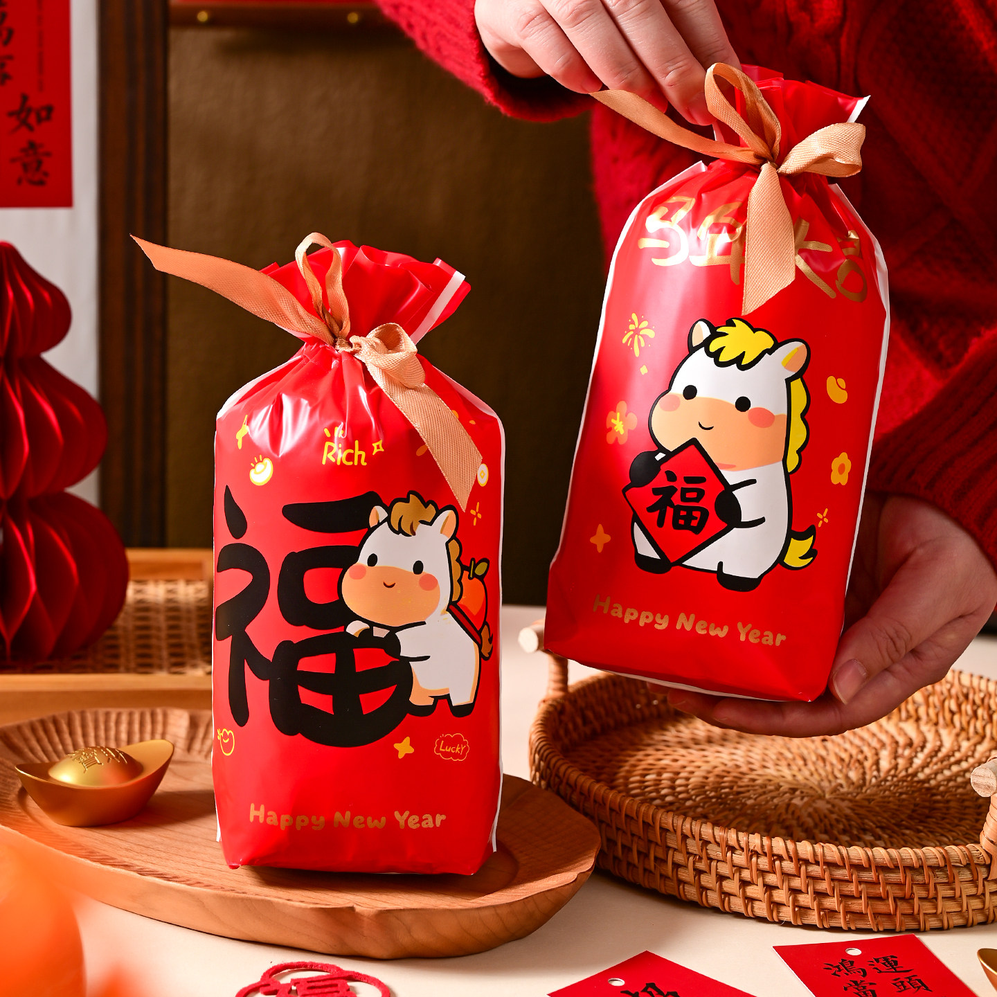 新年雪花酥包装袋束口抽绳自封袋曲奇牛轧饼干糖果牛轧糖袋包装袋,厨房/烹饪用具,点心包装盒/包装袋,淘宝优惠券,粉丝福利购,淘宝优惠卷