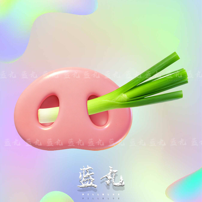 蓝丸创意可爱猪鼻子插大葱电动车汽车装饰贴/反光贴