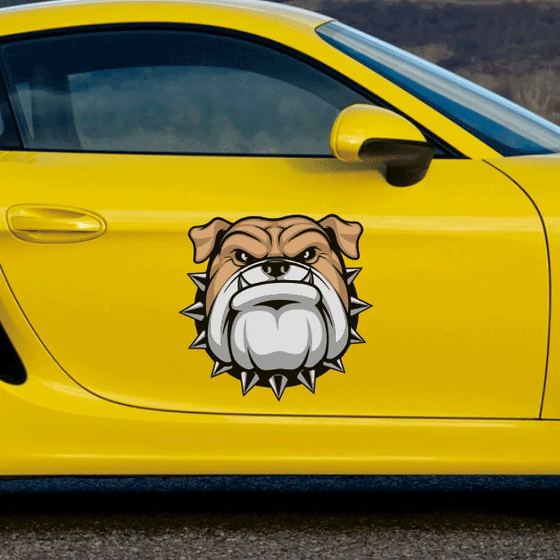 汽车贴纸恶霸斗牛犬狗头个性卡通车身引擎盖车门划痕遮盖装饰车贴