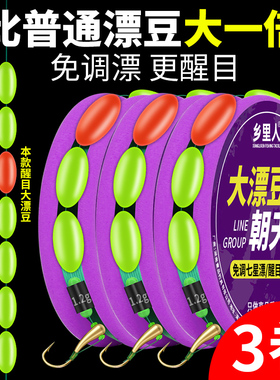 大漂豆七星漂朝天钩线组正品鱼钩鱼线手工绑好套装全套醒目免调漂