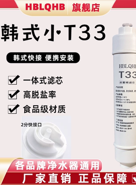 HBLQ韩式快插小T33款快接一体式后置活性炭滤芯净水器滤芯家用