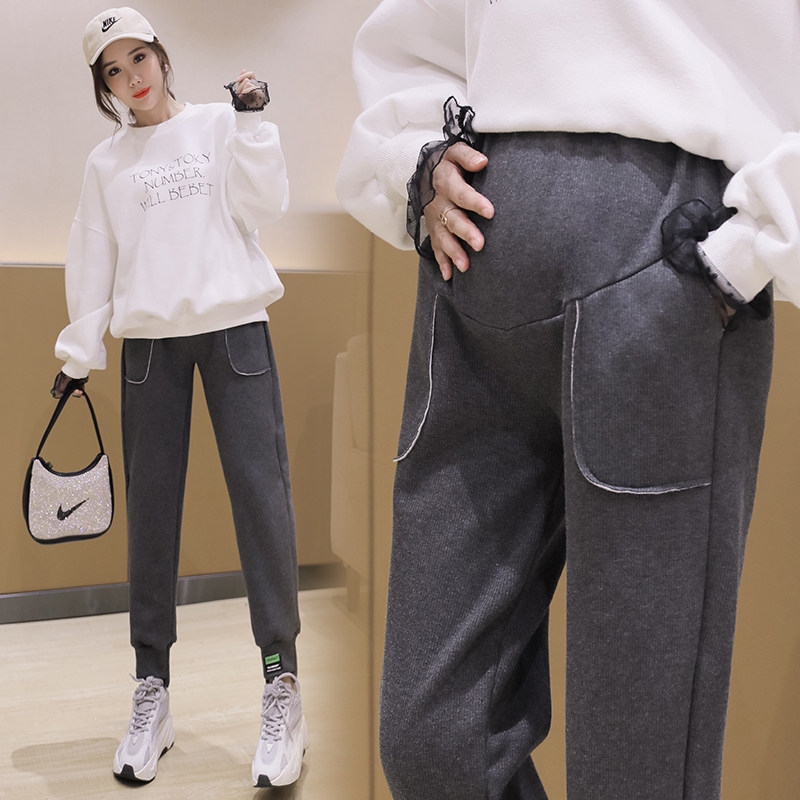 孕妇裤子外穿打底长裤秋冬季时尚款潮妈秋装冬装运动加绒棉裤