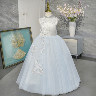 女童礼服轻奢小众高端新中式主持人演出服儿童长款生日蓬蓬公主裙