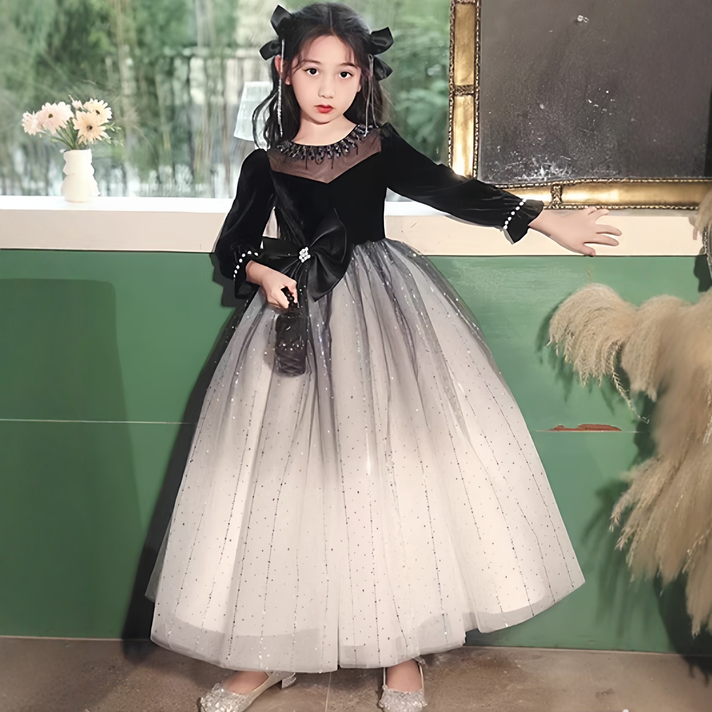 女童礼服2025新款轻奢小众高端公主裙秋冬季儿童小主持人钢琴演奏