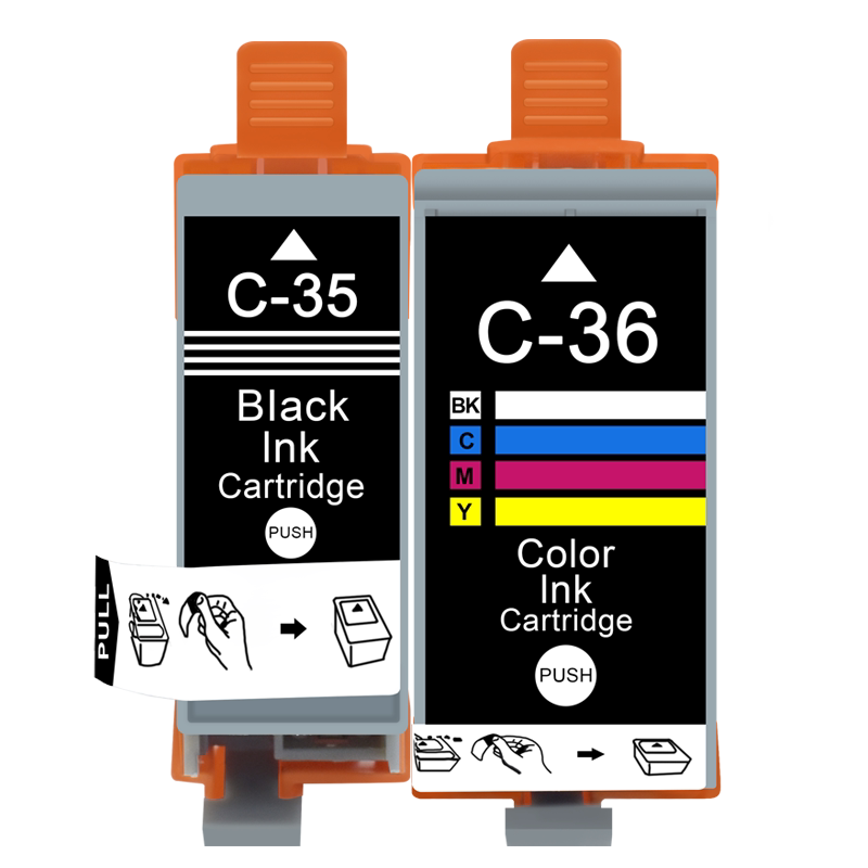 PGI-35黑色CLI-36彩色墨盒适用Canon佳能IP100喷墨打印机IP110墨水盒TR150彩墨mini260便携式mini320黑彩磨合