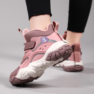 女童运动鞋2025秋冬季新款皮面防水防滑学生高帮中大童儿童男鞋子