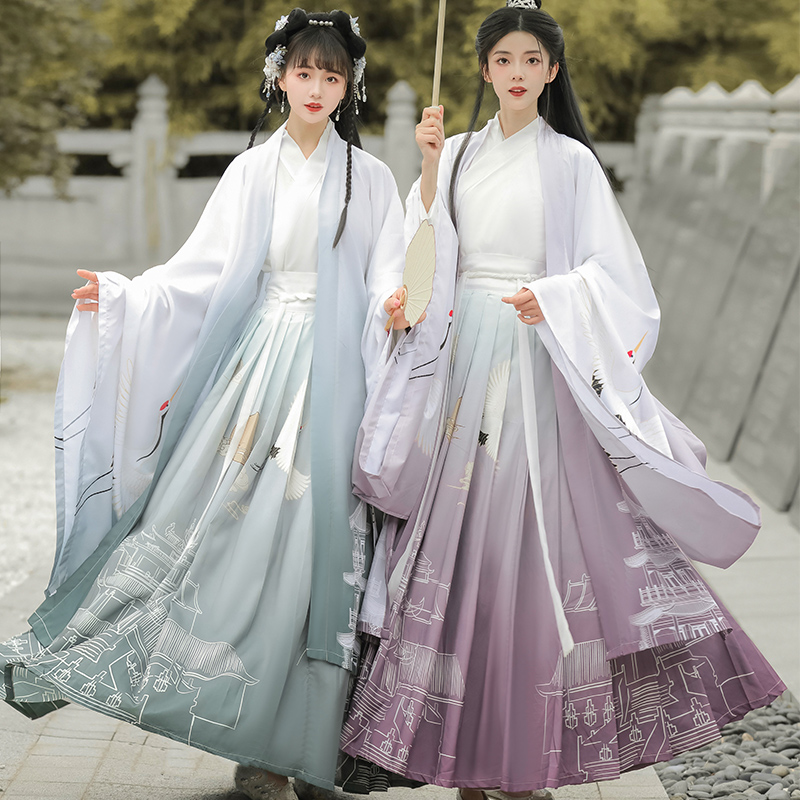 魏晋风晋制汉服女古装齐腰襦裙