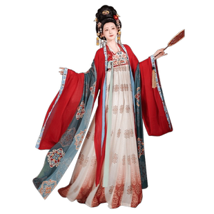 蝉佩原创汉服女古装中国风广袖衫唐制褙子齐胸襦裙日常春季款套装