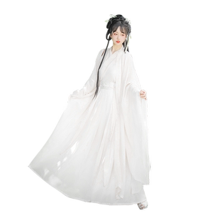 神明少女汉服女魏晋风广袖流仙裙古装白色日常交领大袖超仙气飘逸